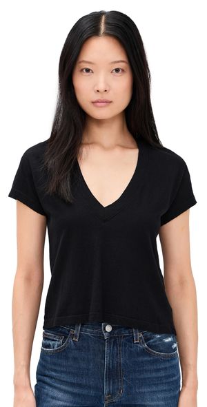 perfectwhitetee Recycled Cotton V Neck Tee True Black L
