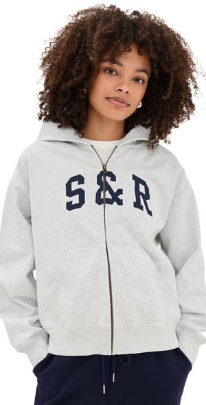 Sporty & Rich S & R Ivy Zip Hoodie Heather Gray XL