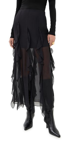 Veronica Beard Ava Silk Skirt Black 0