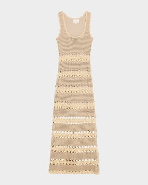 Joan Metallic Crochet Sleeveless Midi Sheath Dress