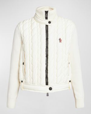 Wool Quilted Zip-Up Cardigan
