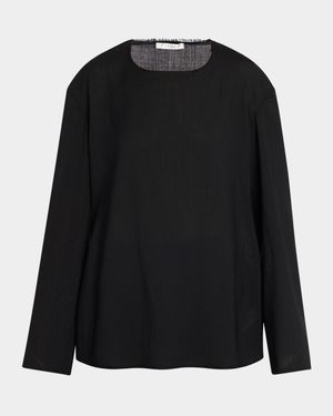 Cattaleya Raw-Edge Long-Sleeve Wool Top