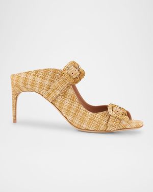 Isobel Raffia Dual-Strap Mule Sandals