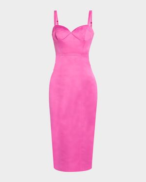 Solene Bustier Sculpted Satin Midi Dress