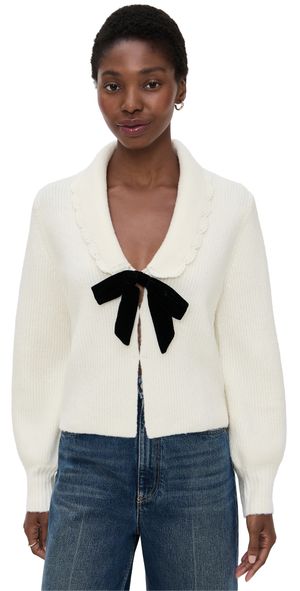 WAYF Sloane Bow Cardigan Ivory XS
