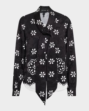 Trompe-L'oeil Long-Sleeve Bow Blouse