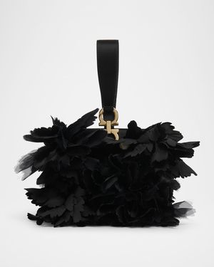 Floral Applique Leather Wristlet