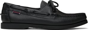 Sebago Chaussures bateau Portland noires à fini Martellato