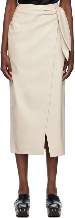 Nanushka Jupe midi Carola beige en cuir synthétique