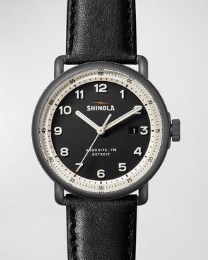 Canfield Model C Leather Strap Watch, 43mm