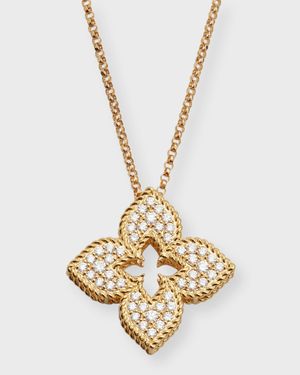 18K Petite Venetian Princess Allover Diamond Flower Necklace