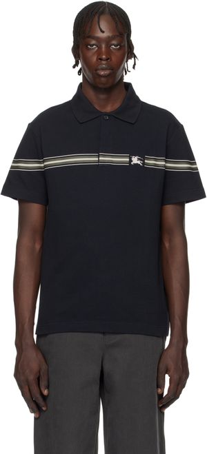 Burberry Polo bleu marine en coton à rayures