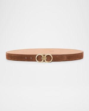 Men's Suede Gancini-Buckle Belt