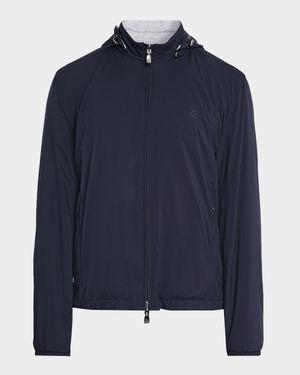 Men's Technical Fabric Reversible Hooded Jacket