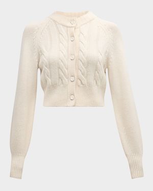 Rita Cropped Wool and Cashmere Cable-Knit Cardigan