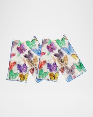 Spring Butterflies Printed Linen Dinner Napkin