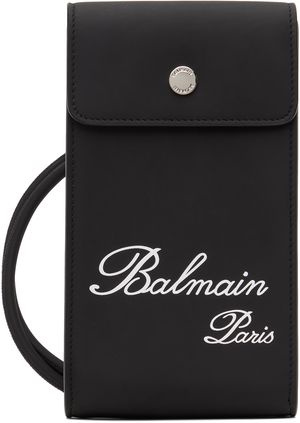 Balmain Black Faux-Leather Pouch