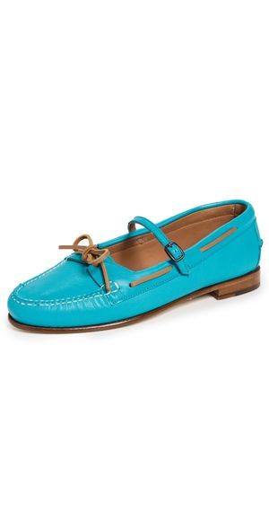 Hereu Lorea Supple Shiny Flats Turquoise 37