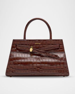 Dash Belted Croc-Embossed Leather Shoulder Bag