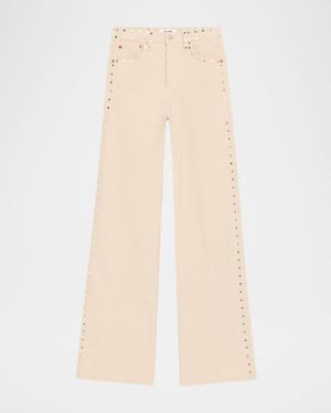 Studded Wide Flare Corduroy Pants