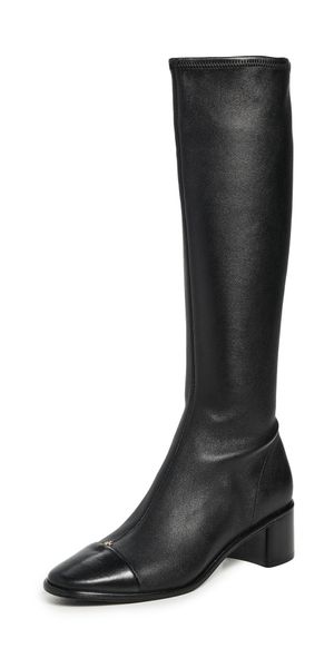 Tory Burch Cap Toe Knee High Boots Perfect Black 10.5