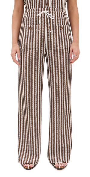 Veronica Beard Jean Zosia Pants White/Brown M