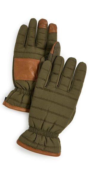 Faherty Nylon Ripstop Puffer Gloves Olive L