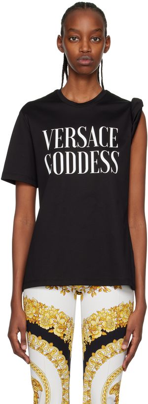 Versace Black 'Goddess' Rolled T-Shirt