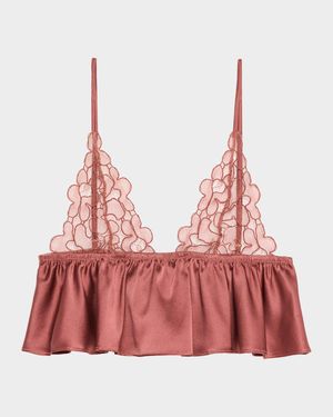 Amelie Silk Charmeuse Ruffle & Lace Soft Bra