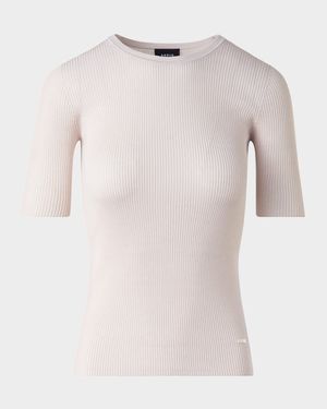 Seamless Rib Short-Sleeve Sweater