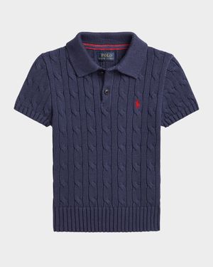 Boy's Cable Knit Polo Shirt, Size 2-7