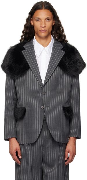 Simone Rocha Gray Pinstripe Classic Blazer