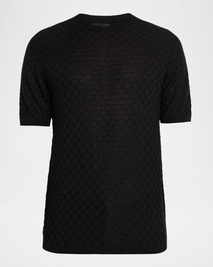 Men's Woven Quadrant Cashmere and Silk Crewneck Sweater