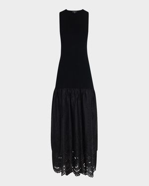 Lavina Embroidered Drop-Waist Maxi Dress