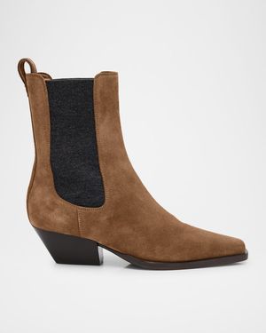 Suede City Block-Heel Western Booties
