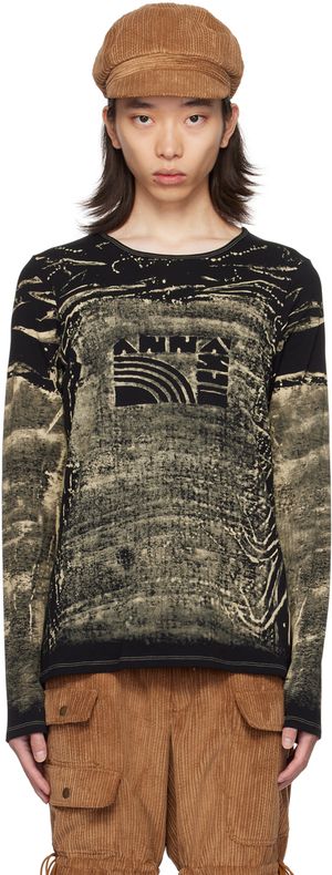 Anna Sui SSENSE Exclusive Black & Beige Long Sleeve T-Shirt