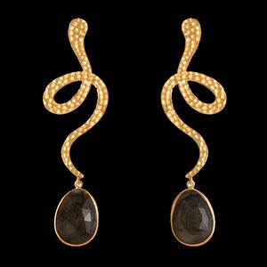 Lavani Jewels - Boucles d'oreilles en pierre naturelle - Taille Unique - Gris
