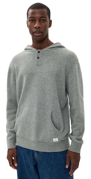 Katin Hayes Hooded Henley Sweater Heather Gray L