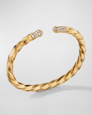 Cable Edge Bracelet with Diamonds in 18K Gold, 5.5mm