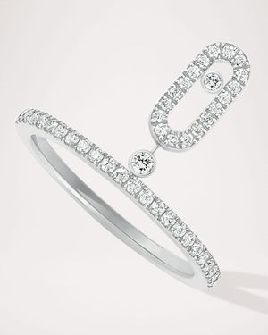 MOVE UNO 18K WHITE GOLD PAVÉ DROP DIAMOND RING