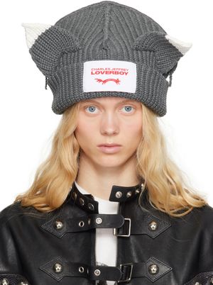 Charles Jeffrey LOVERBOY Gray Chunky Ears Beanie