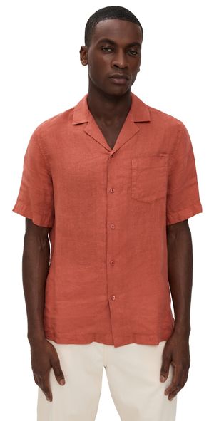 Frescobol Carioca Angelo GD Linen Short Sleeve Shirt Coral Rose XXL