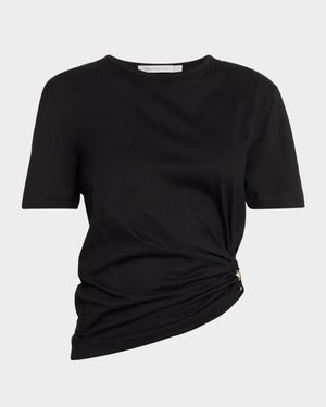 Orbit Gathered Asymmetric Tee