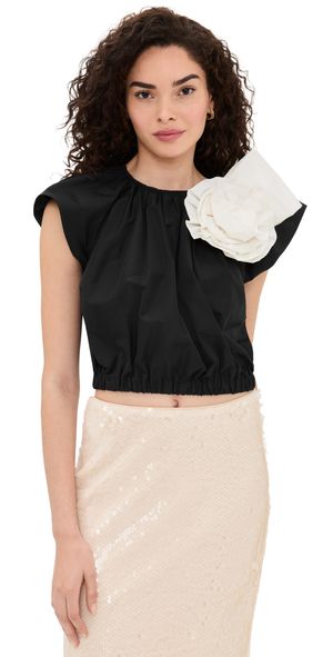 Sea Laurie Solid Flutter Sleeve Top Black L