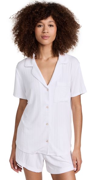 Eberjey Gisele Rib Relaxed Short Pajama Set White S