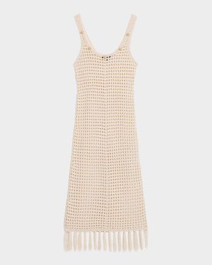 Gia Embellished Crochet Fringe Midi Dress