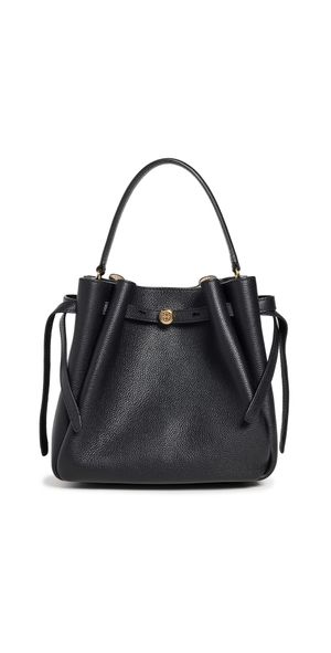 Tory Burch Romy Pebbled Small Bucket Bag Black One Size
