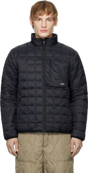 TAION Blouson de randonnée réversible noir rembourré en duvet à col droit