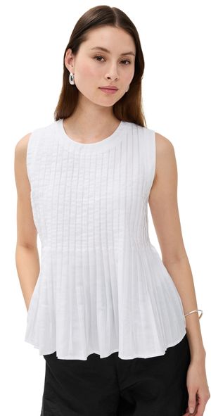 MEIMEIJ Mini Pleats Sleeveless Top Off White 36