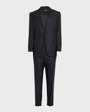 Men's Wool Woven Plaid Two-Piece Suit